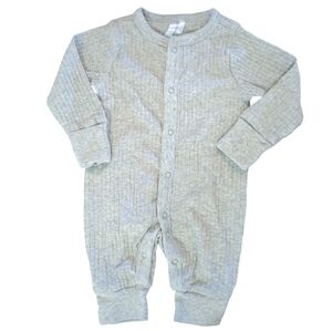 MODERN MOMENTS Ribbed Solid Grey Snap Down Jumpsuit NWOT